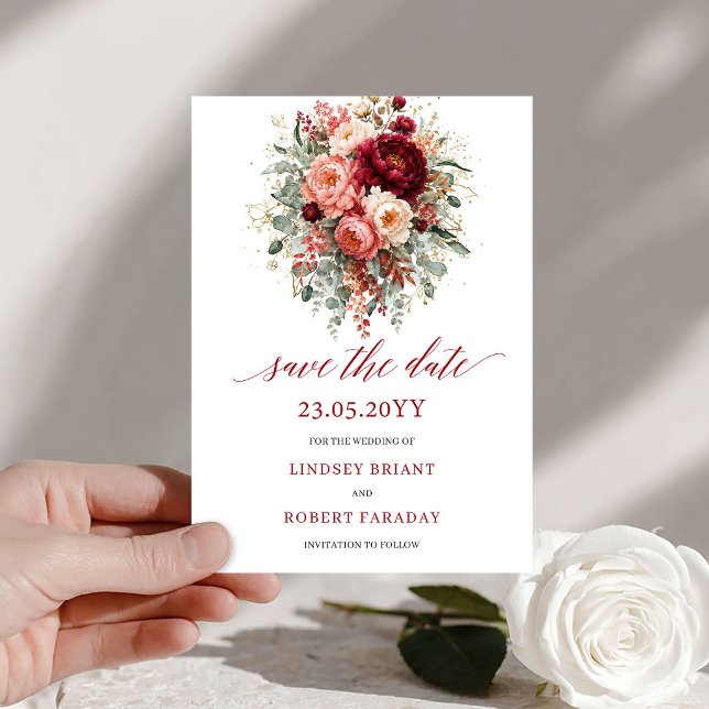Conception moderne de faire-part de terracotta boh (Modern Terracotta Boho Gold Save The Date Design

)