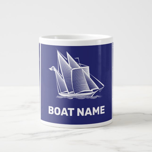 Conception nautique Marine Bleu Tissu Mug (Devant)