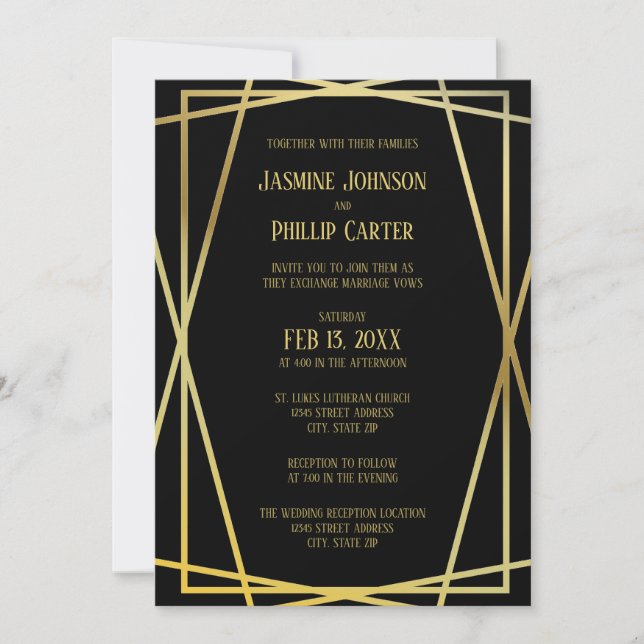 Conception noir mi-moderne - Invitation de mariage (Devant)