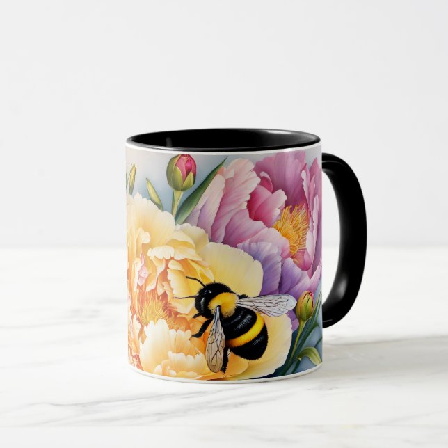 Conception personnalisée Coffee Mug Peonies et l'a (Devant droit)