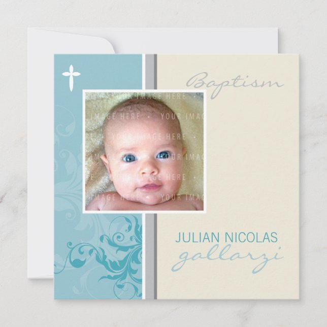 CONCEPTION PERSONNALISÉE :: Invitation de baptême  (Devant)