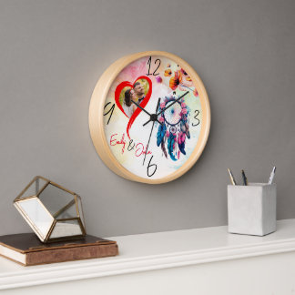 Conception photo avec nom Customisé Horloge murale