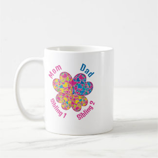 Conception quatre coeurs Mug de café familial pers