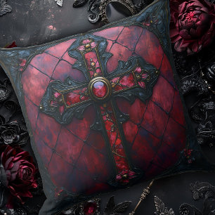 Conception Rouge & Noir avec Coussin Jeté Croix