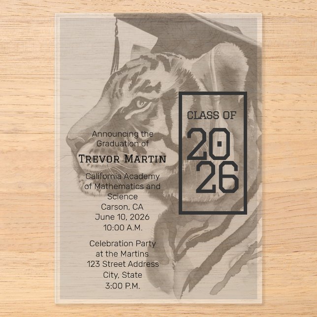 Conception Tigre | Cartes d'invitation de remise d (Recto)