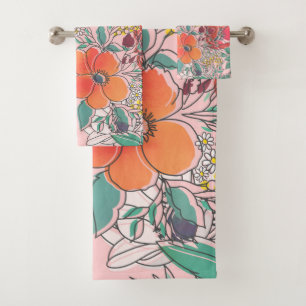 Conception tirée par la main florale rose girly
