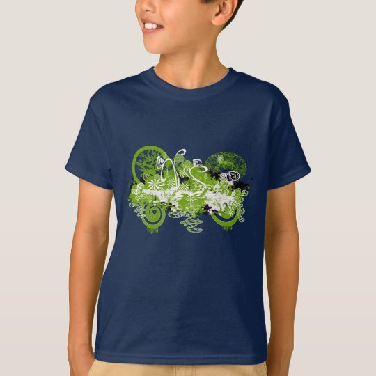 Conception tourbillonnante de fleur t-shirt