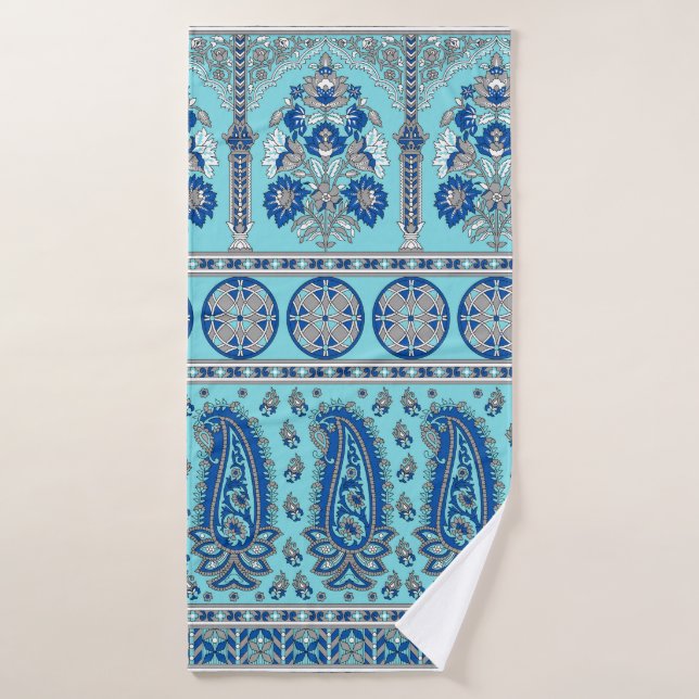 Conception traditionnelle des frontières en cachem (Serviette de bain)
