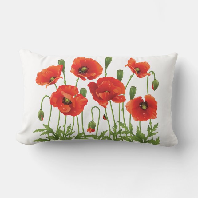 Conception ukrainienne de coussin rouge de pavots (Recto)