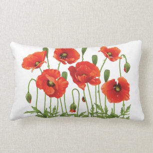 Conception ukrainienne de coussin rouge de pavots