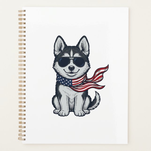 Conception vectorielle vintage d'un chiot husky pa (Devant)