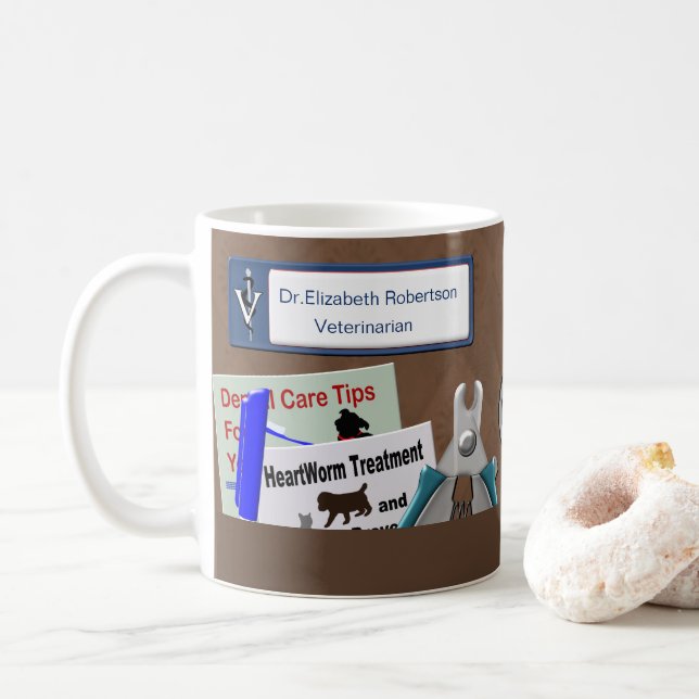 Conception Vétérinaire Personnalisée En Mug De Caf (Avec donut)