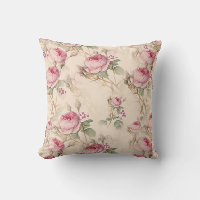 Conception Vintage de Rose de chou Oreiller (Recto)