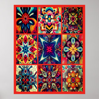 Conceptions Tie-Dye sur une grande affiche murale