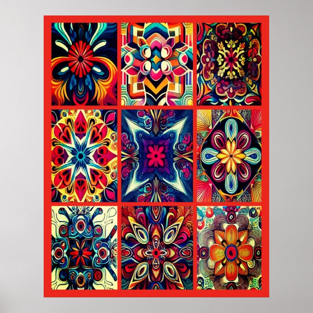 Conceptions Tie-Dye sur une grande affiche murale (Devant)