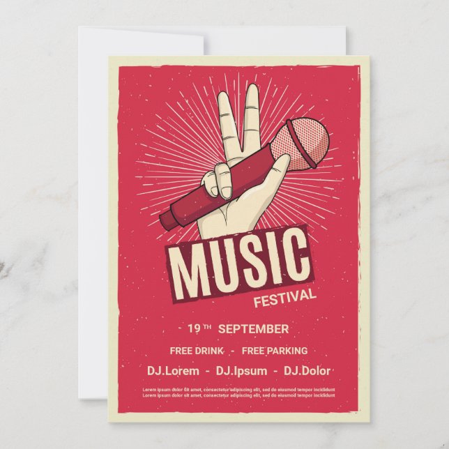 Concert de musique rétro faire-part Invitation (Devant)