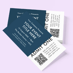 Concert   Navy Blue QR Code Event Ticket