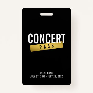 Concert Pass Music Festival Modern VIP Badge