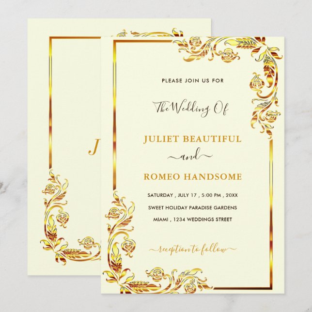 Concevez vos cartons d'invitation de mariage à cad (Devant / Derrière)