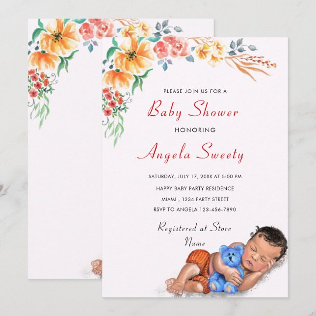 Concevez votre propre invitation Baby shower migno (Devant / Derrière)