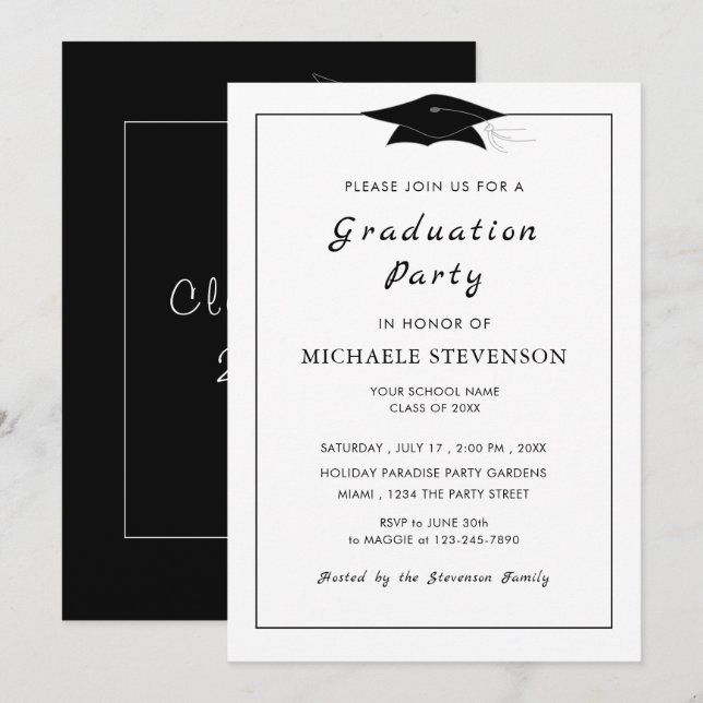 Concevez votre propre Invitation de Graduation Bla (Devant / Derrière)