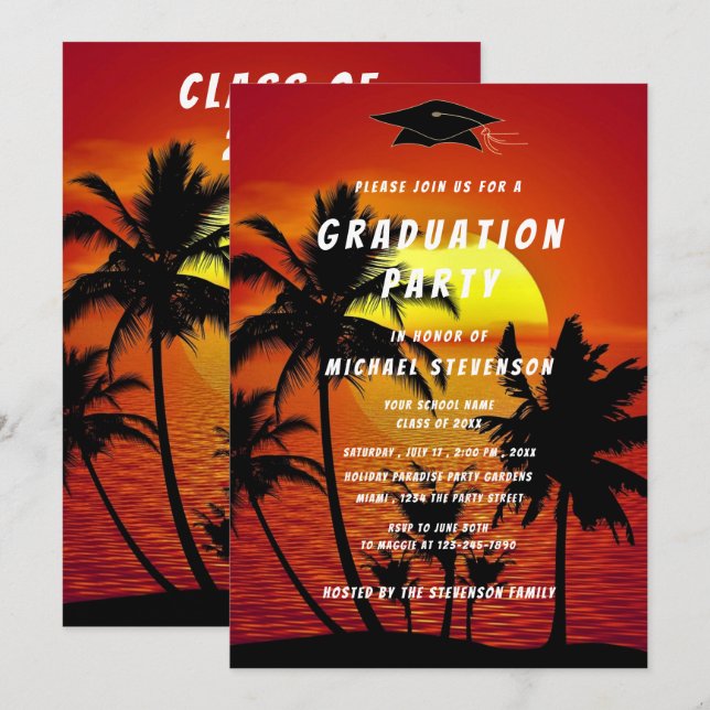 Concevez votre propre invitation de graduation de  (Devant / Derrière)
