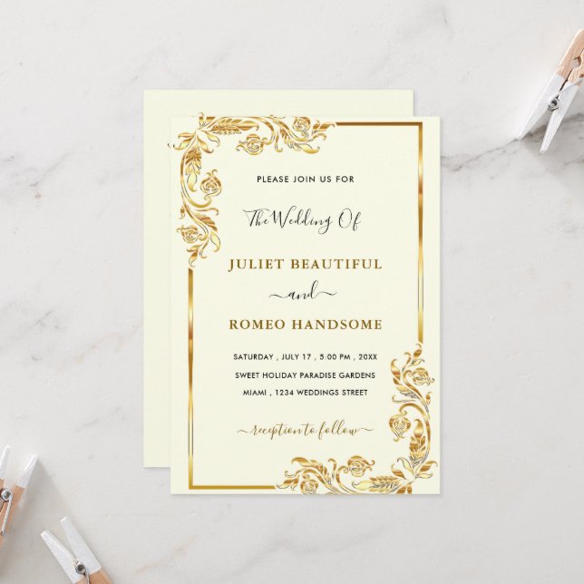 Concevez votre propre Modèle Faire-part de mariage (Devant/Arrière en situation)