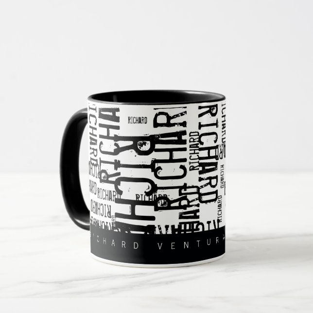 Concevez votre propre tasse de typographie noire a (Devant gauche)