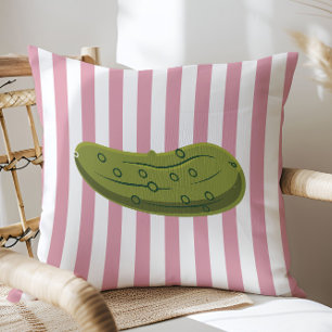 Concombre Taquin sur Rayures Roses, Coussin de Déc