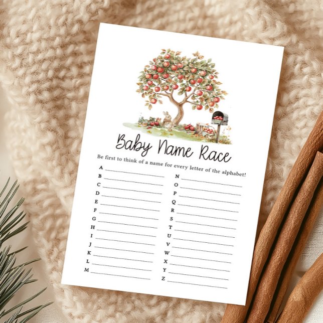 Concours de noms de bébé Pommes de nos yeux d'auto (Fall Apple Tree Baby Shower Baby Name Race Game)