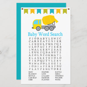 Concret mélangeur Baby shower Word Search Jeu