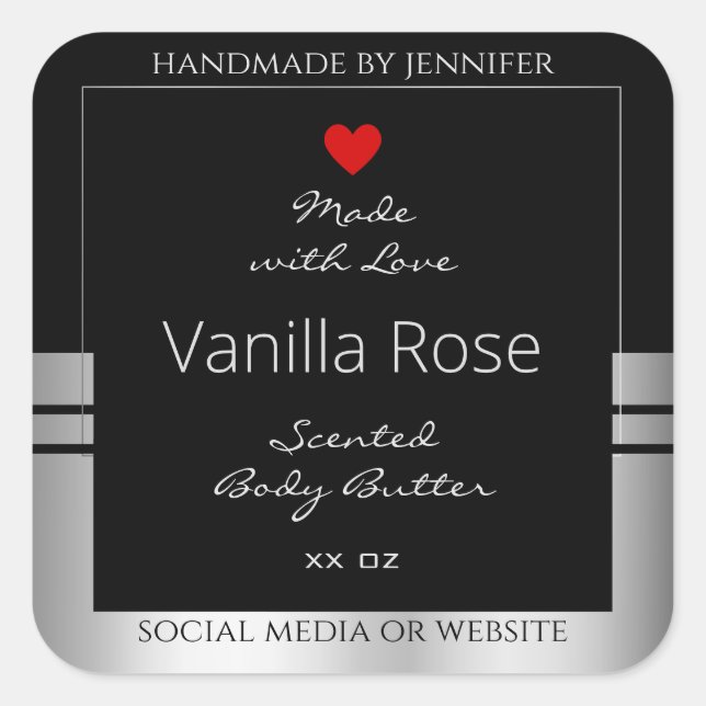 Conditionnement moderne Étiquette Noir et Argent (Devant)