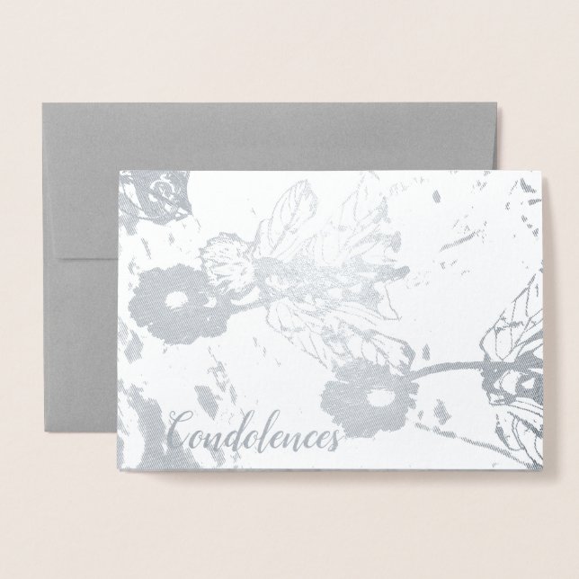 Condoléances et Sympathie Carte florale à huile d' (Devant avec enveloppe)