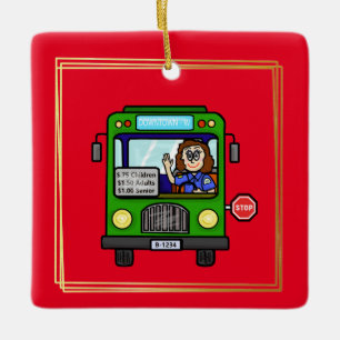 Conducteur de bus femme ornement de Noël