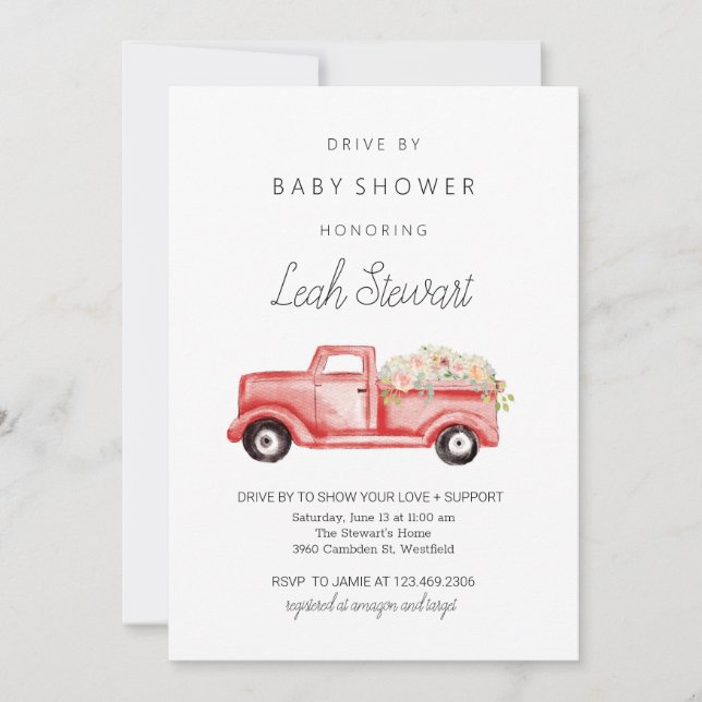 Conduire par Baby shower Invitation (Devant)