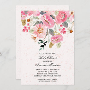 Conduire par Baby shower Watercolor Flowers Invita