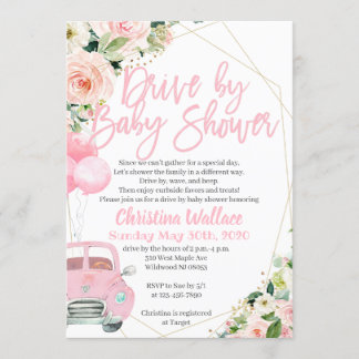 Conduire par bébé douche Invitations pour une fill