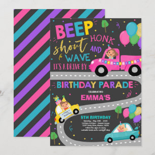 Conduite Par Anniversaire Parade Invitation Pink P