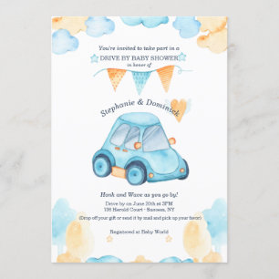 Conduite Par Baby Boy Shower Invitation