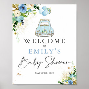 Conduite par Baby shower Affiche de bienvenue Blue