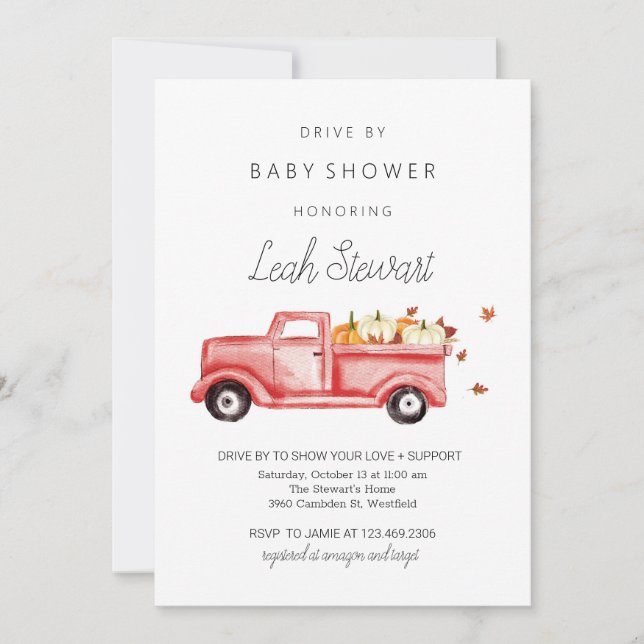Conduite par Baby shower Automne Invitation (Devant)