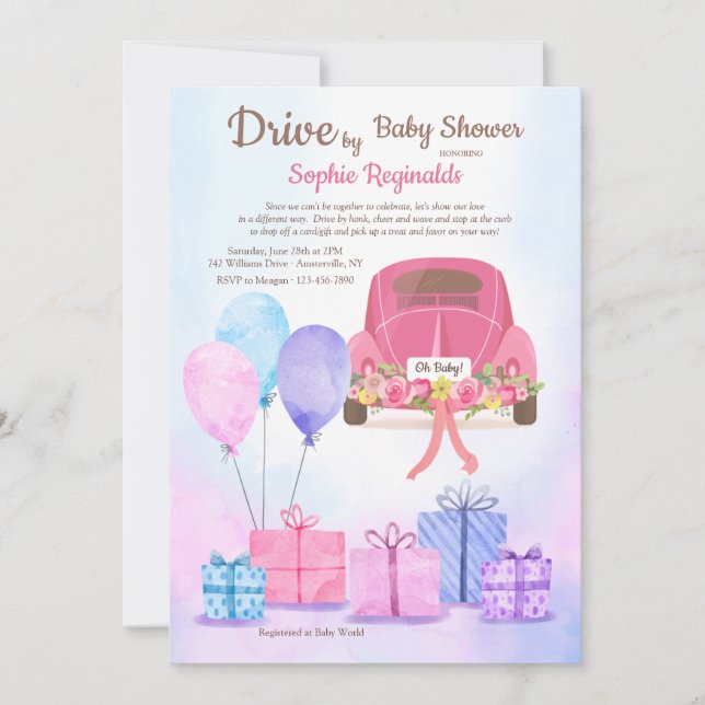 Conduite par Baby shower Invitation (Devant)