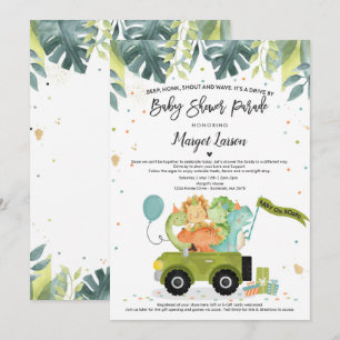 Conduite Par Baby shower Invitation Dinosaur Douch