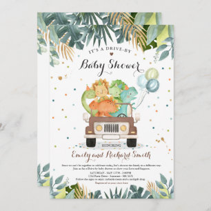 Conduite Par Baby shower Invitation Douche Dinosau
