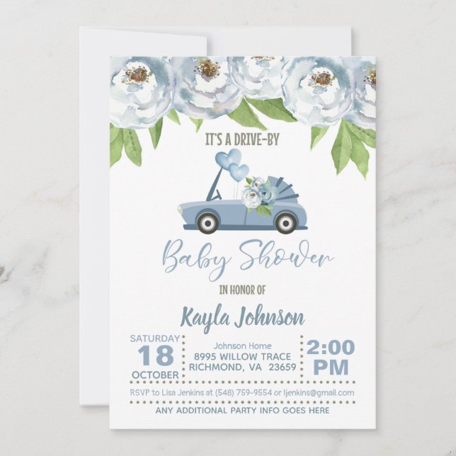 Conduite par Baby shower Invitation - Garçon (Devant)