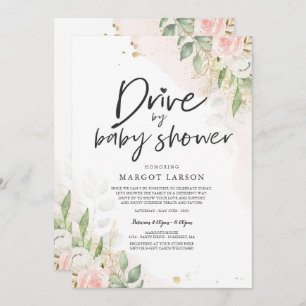 Conduite Par Baby shower Invitation Verdure Or ros