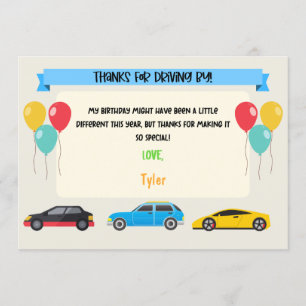 Conduite par Carte de remerciements d'anniversaire