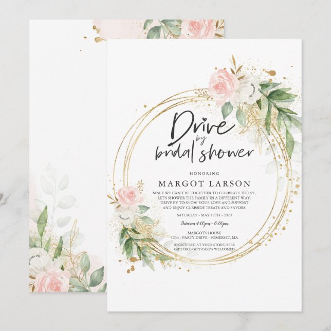 Conduite par la douche nuptiale Invitation Verdure (Devant / Derrière)