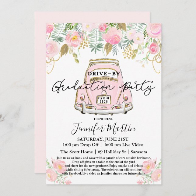 Conduite par la Partie de graduation Invitation vi (Devant / Derrière)