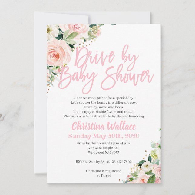 Conduite par une douche pour bébé Invitations pour (Devant)